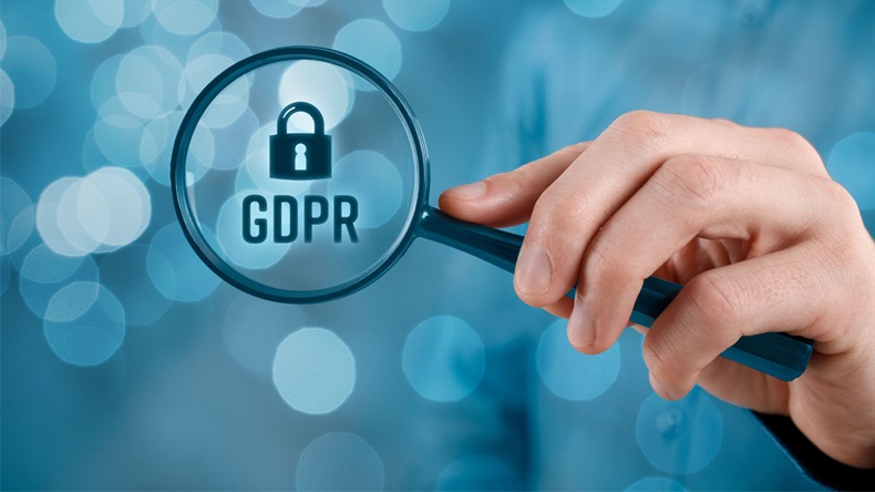 GDPR (general data protection regulation) concept. Businessman or IT technologist focus on GDPR problematics.