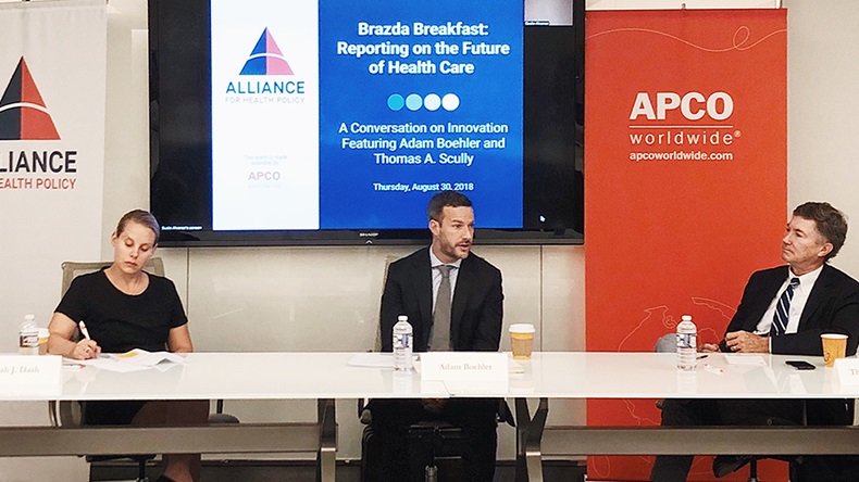 Sarah Dash, Alliance for Health Policy; Adam Boehler, CMMI Deputy Administrator; and former CMS Administrator, Thomas Scully.