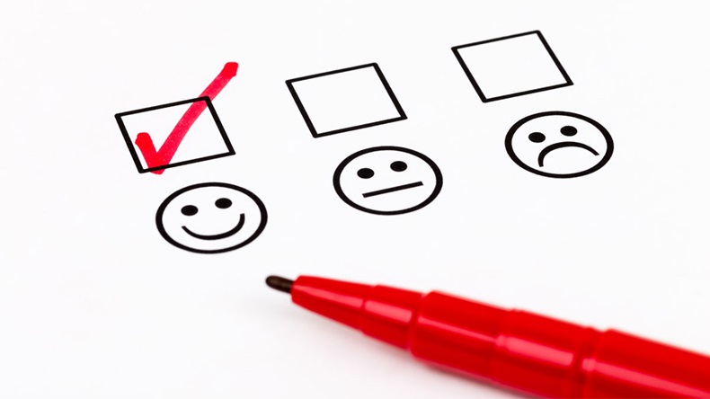 Customer satisfaction survey checkbox with excellent symbol tick