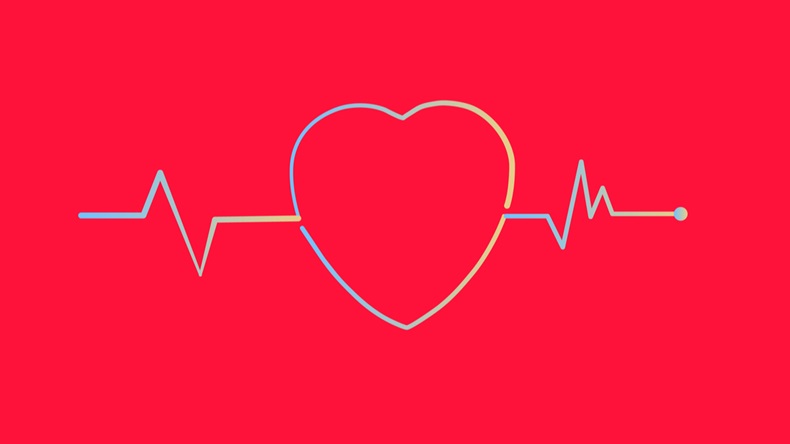 Heartbeat and Heart rate line concept on white background. Vector illustration. - Vector 