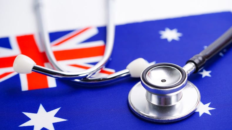 Stethoscope with Australia flag background. - Image 