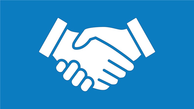 Business handshake / contract agreement flat vector icon for apps and websites - Vector 