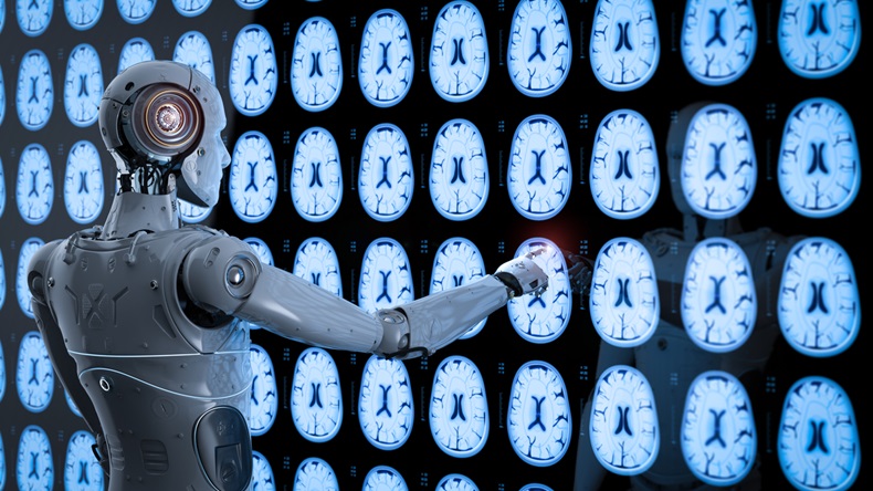 3d rendering ai robot analyze x-ray brain tomography 