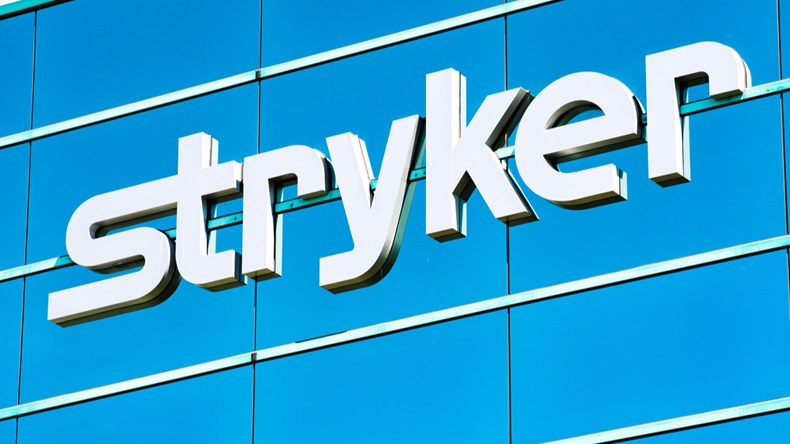 Sep 16, 2019 Fremont / CA / USA - Stryker Corporation logo at their headquarters in Silicon Valley; Stryker Corporation is a Fortune 500 medical technologies firm 