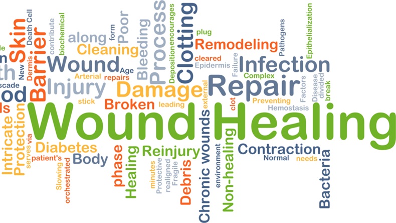 Background concept wordcloud illustration of wound healing