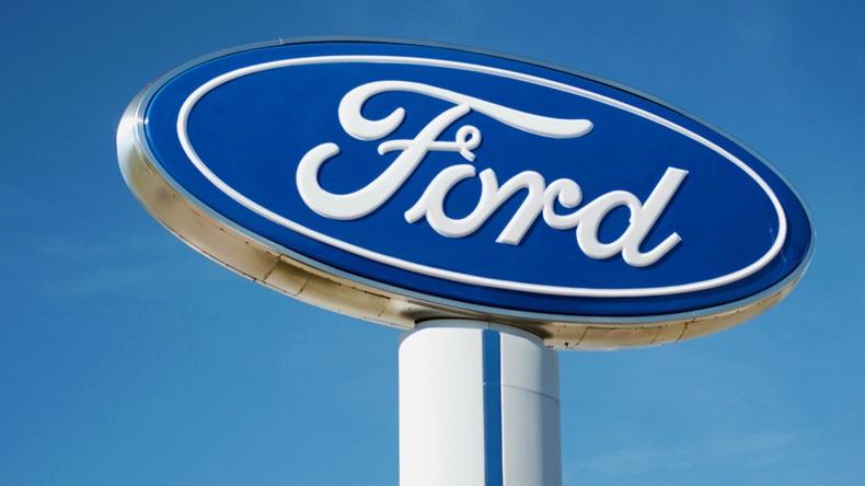 Detroit October 17, 2017:Ford Dealership Sign on Woodward near Detroit, October 17,2017 Detroit, Michigan USA