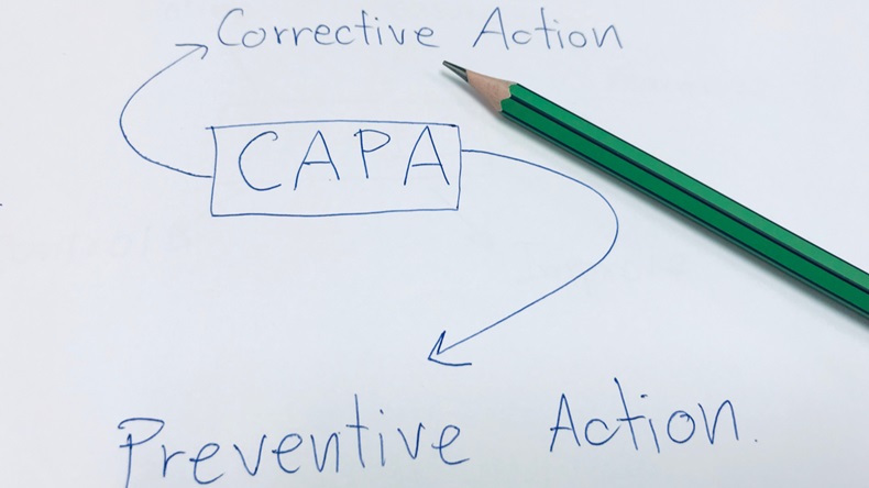 picture concept of CAPA, it mean to correctiveaction and preventive action