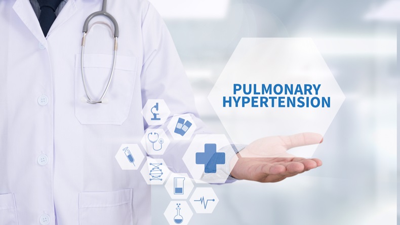 PULMONARY HYPERTENSION Medicine doctor hand working Professional doctor use computer and medical equipment all around, desktop top view