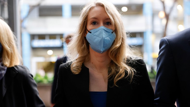 Theranos founder Elizabeth Holmes arrives to attend her fraud trial at federal court in San Jose, CA, on 16 December 2021. 