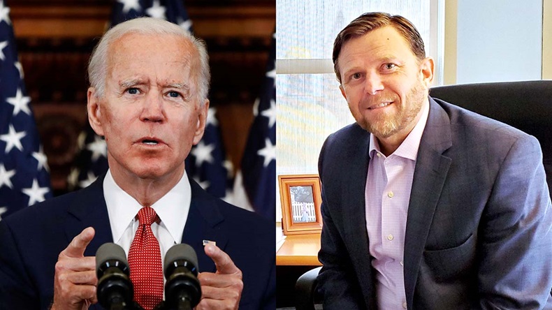 US President Joe Biden (left) was sent a letter from AdvaMed CEO Scott Whitaker (right) asking him to include the medtech industry in DPA decisions.