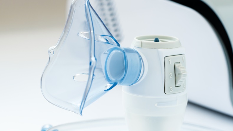 Nebulizer closeup. apparatus for artificial ventilation of the lungs. treatment of viral diseases of the lungs and respiratory system