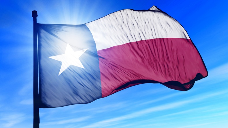 Texas (USA) flag waving on the wind.