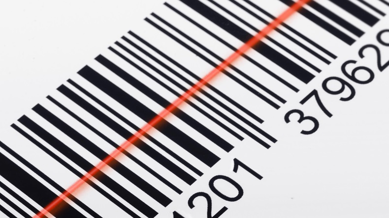 Scanning a barcode.