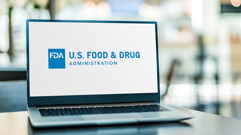 Laptop computer displaying logo of FDA.