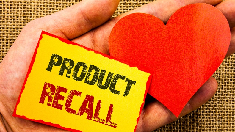 Handwriting text showing Product Recall. 