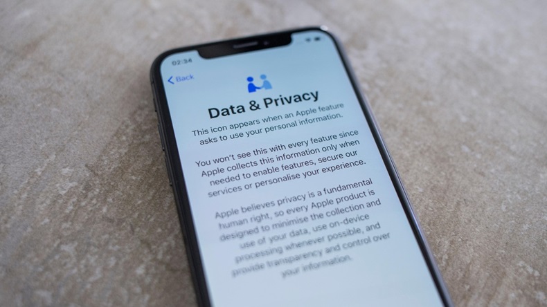 Data and privacy text on an iPhone screen.
