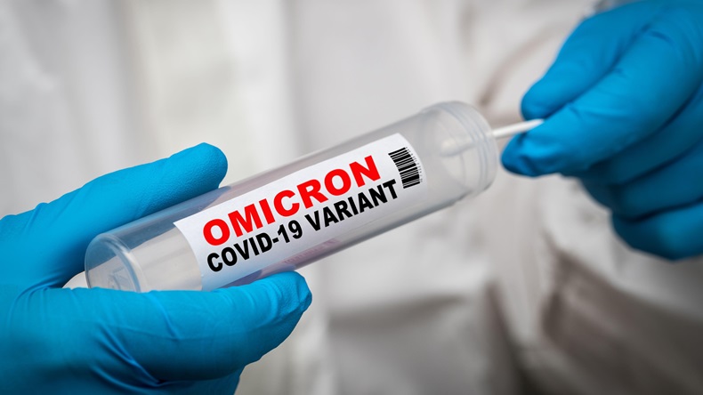 Omicron COVID-19 variant swab test.