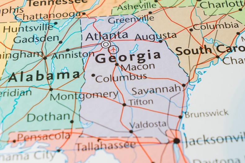 Map of Georgia, USA