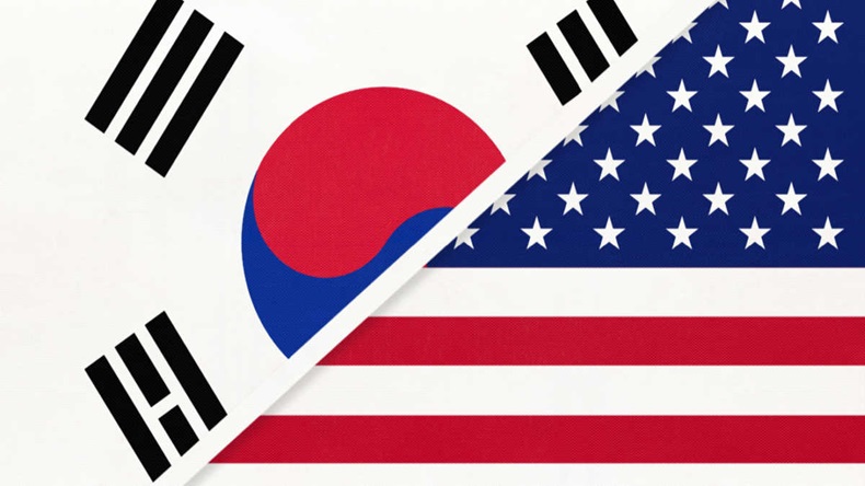 Korea and US Flags