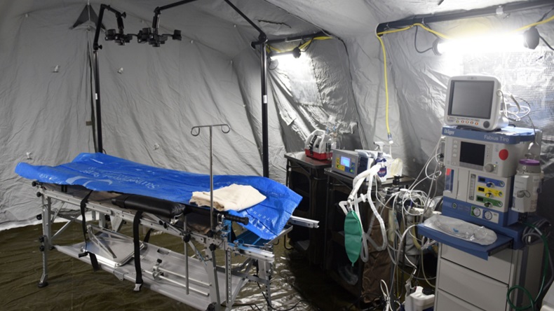 Field hospital deployed by Christian disaster relief NGO Samaritan’s Purse in an underground parking lot near Lviv, Ukraine.