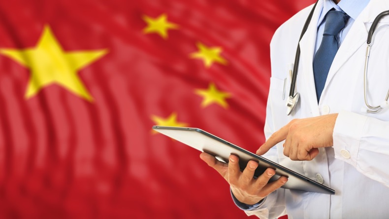 China flag and doctor