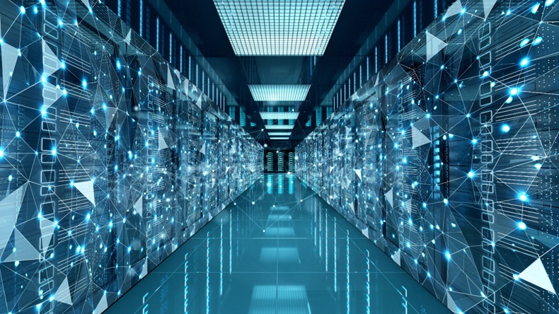 Digital representation of a networked server room.