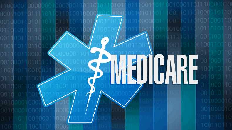Medicare binary sign concept illustration design over black - Vector 