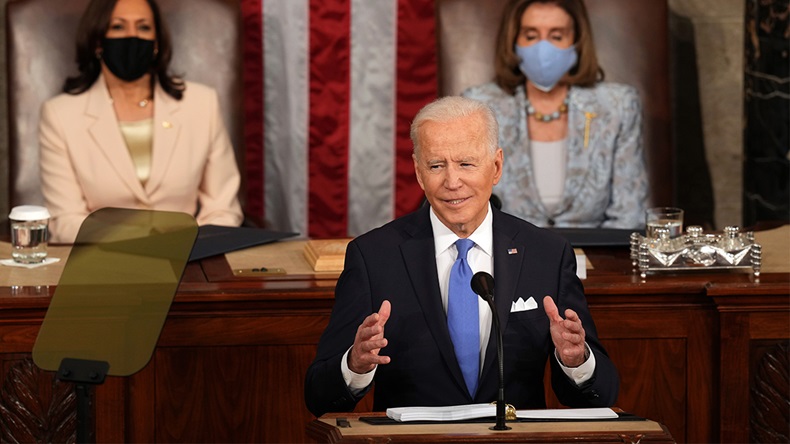 Biden address to Congress 28 April 2021.  Photo by Doug Mills - Pool/Getty Images