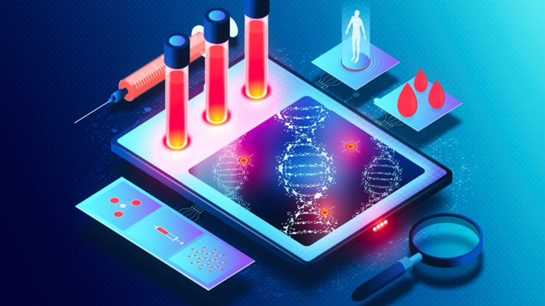 Liquid Biopsy Technology Concept - Early Detection of Cancer Through Circulating DNA Mutations - Innovative Cancer Screening Technology - Innovation in Oncology - 3D Illustration