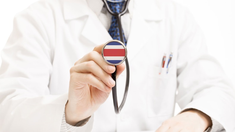 Doctor holding stethoscope with flag series - Costa Rica