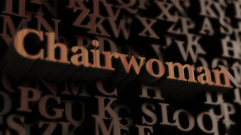 chairwoman - Wooden 3D rendered letters/message. Can be used for an online banner ad or a print postcard.
